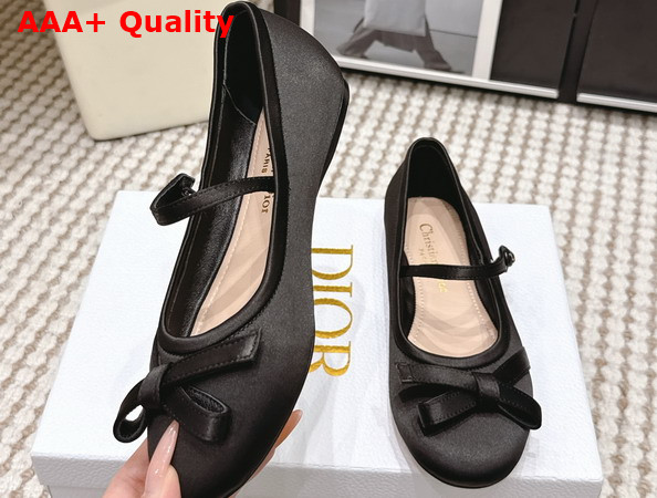 Dior Bow Ballet Flat in Black Satin Replica