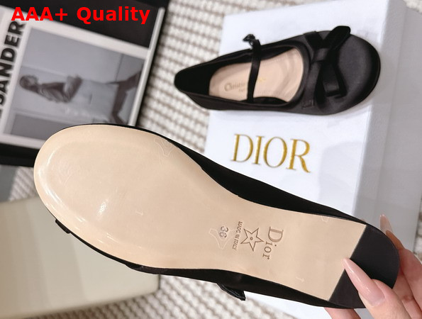 Dior Bow Ballet Flat in Black Satin Replica
