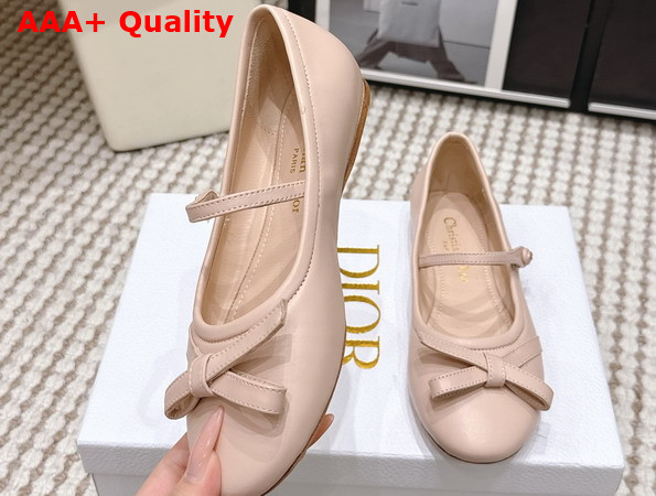 Dior Bow Ballet Flat in Pink Lambskin Replica