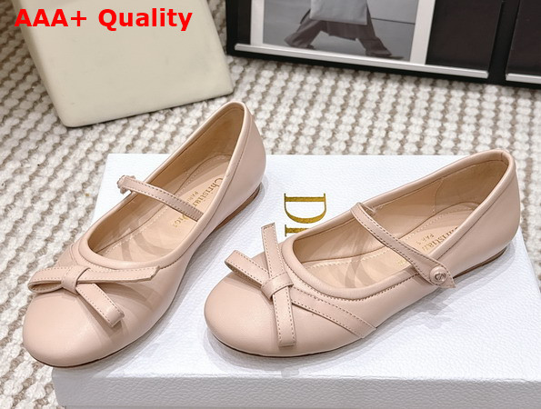 Dior Bow Ballet Flat in Pink Lambskin Replica