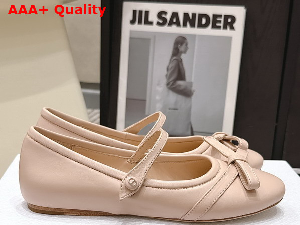 Dior Bow Ballet Flat in Pink Lambskin Replica