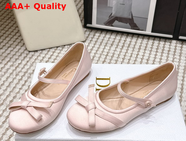 Dior Bow Ballet Flat in Pink Satin Replica