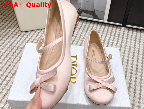 Dior Bow Ballet Flat in Pink Satin Replica