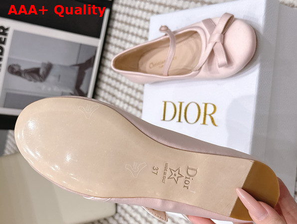 Dior Bow Ballet Flat in Pink Satin Replica