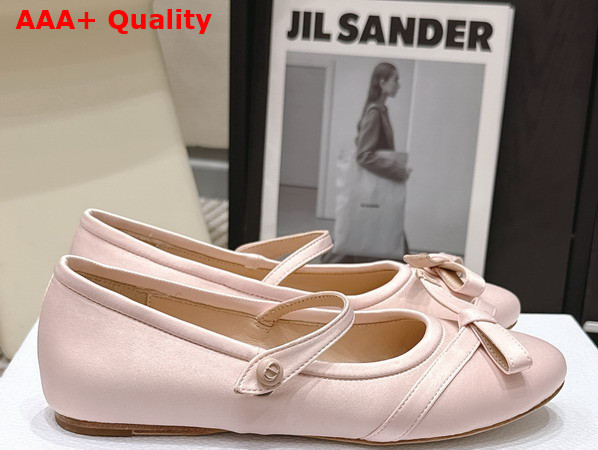 Dior Bow Ballet Flat in Pink Satin Replica