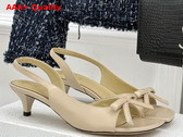 Dior Bow Heeled Slingback Sandal in Beige Lambskin Replica