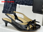 Dior Bow Heeled Slingback Sandal in Black Lambskin Replica