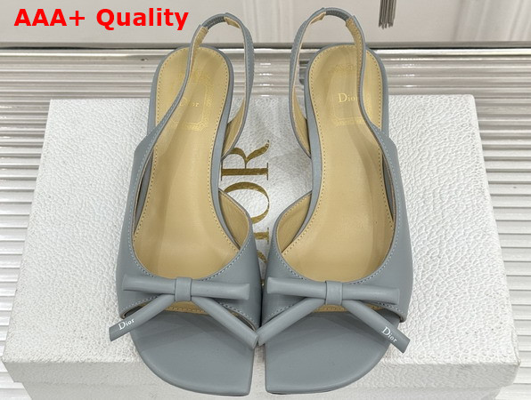 Dior Bow Heeled Slingback Sandal in Cloud Blue Lambskin Replica