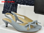 Dior Bow Heeled Slingback Sandal in Cloud Blue Lambskin Replica