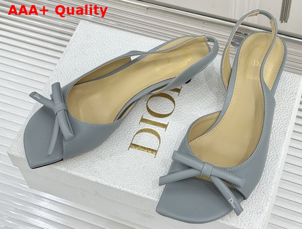Dior Bow Heeled Slingback Sandal in Cloud Blue Lambskin Replica