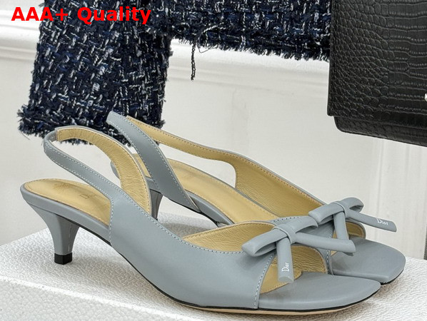 Dior Bow Heeled Slingback Sandal in Cloud Blue Lambskin Replica