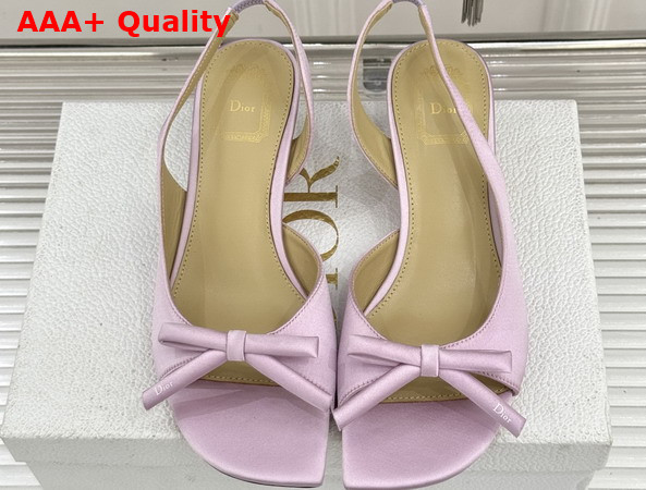 Dior Bow Heeled Slingback Sandal in Rose Songe Satin Replica