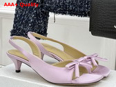 Dior Bow Heeled Slingback Sandal in Rose Songe Satin Replica