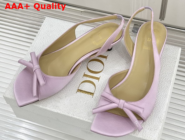 Dior Bow Heeled Slingback Sandal in Rose Songe Satin Replica