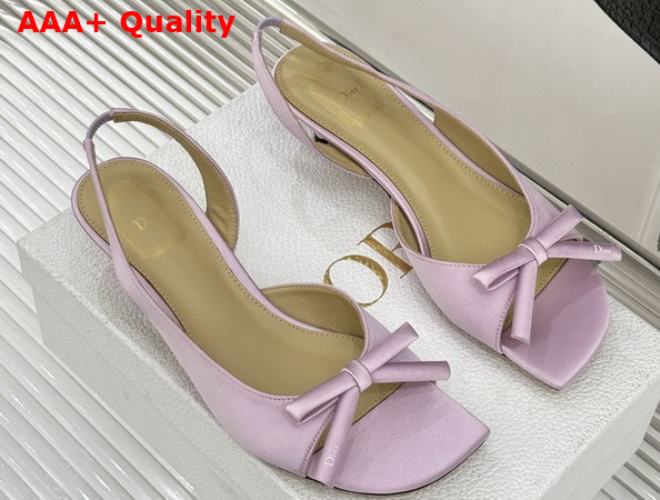 Dior Bow Heeled Slingback Sandal in Rose Songe Satin Replica