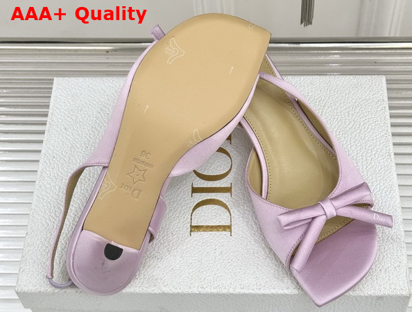 Dior Bow Heeled Slingback Sandal in Rose Songe Satin Replica