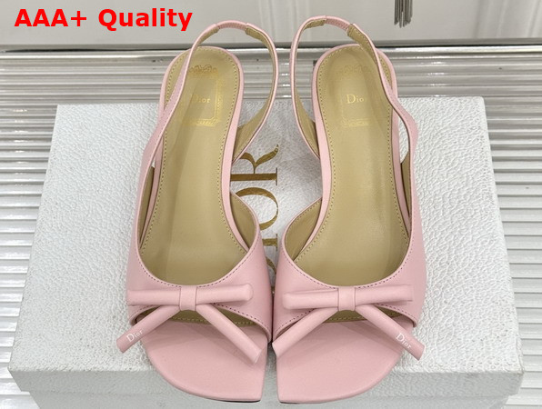 Dior Bow Heeled Slingback Sandal in Soupir Pink Lambskin Replica