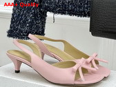 Dior Bow Heeled Slingback Sandal in Soupir Pink Lambskin Replica