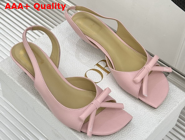 Dior Bow Heeled Slingback Sandal in Soupir Pink Lambskin Replica