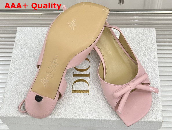 Dior Bow Heeled Slingback Sandal in Soupir Pink Lambskin Replica