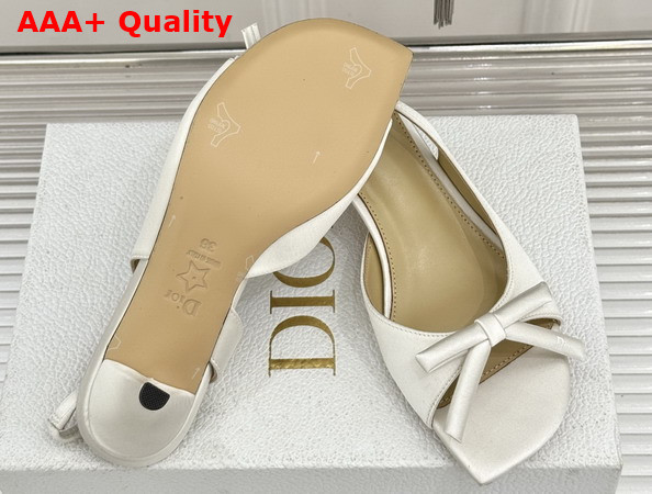 Dior Bow Heeled Slingback Sandal in White Satin Replica