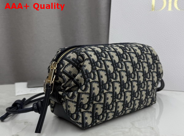 Dior Bow Pouch in Beige and Blue Dior Oblique Jacquard Replica