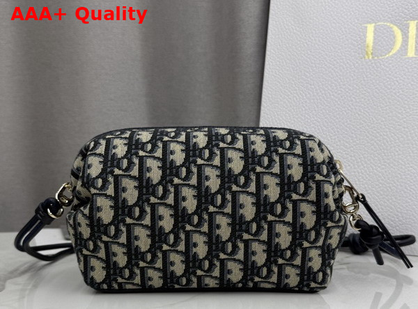 Dior Bow Pouch in Beige and Blue Dior Oblique Jacquard Replica