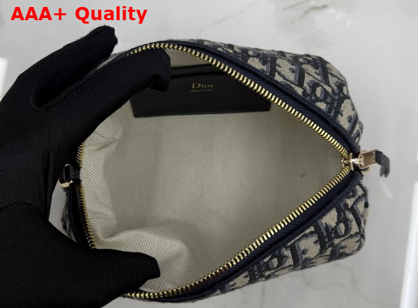 Dior Bow Pouch in Beige and Blue Dior Oblique Jacquard Replica
