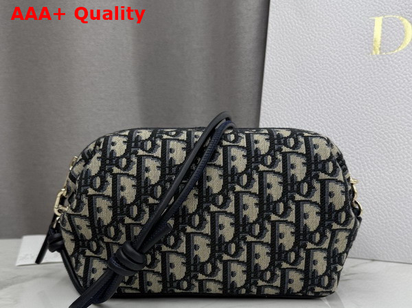 Dior Bow Pouch in Beige and Blue Dior Oblique Jacquard Replica