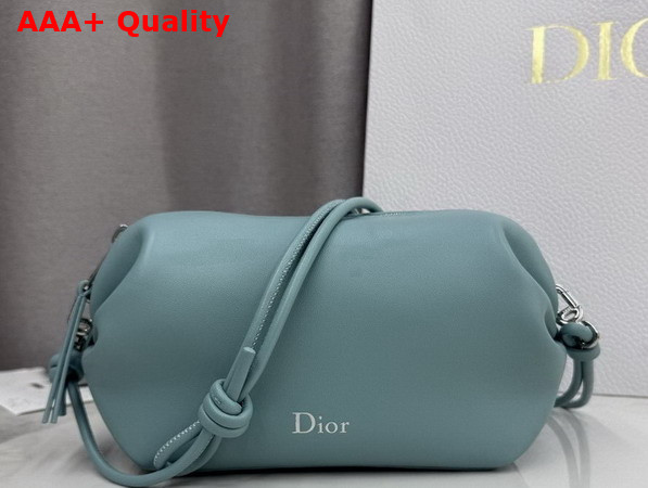 Dior Bow Pouch in Bleu Tourmaline Supple Lambskin Replica