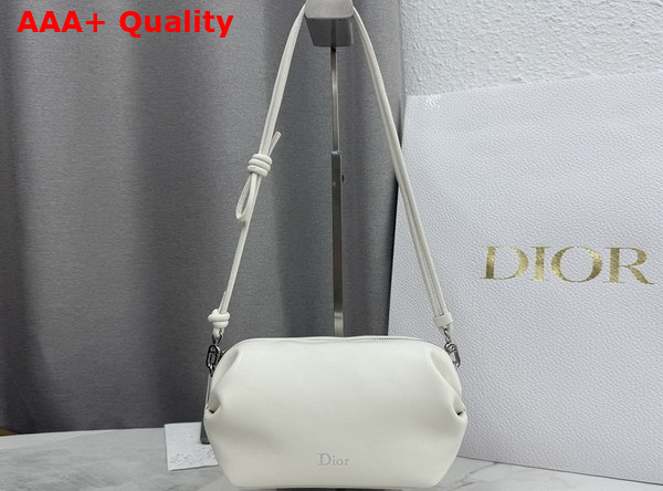 Dior Bow Pouch in White Supple Lambskin Replica