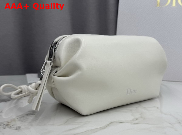 Dior Bow Pouch in White Supple Lambskin Replica