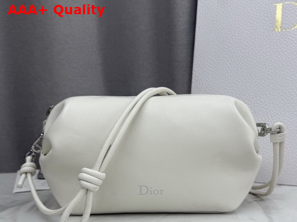 Dior Bow Pouch in White Supple Lambskin Replica
