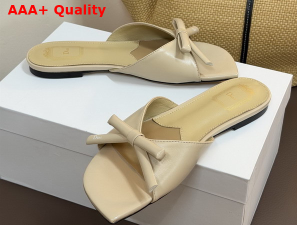 Dior Bow Slide in Beige Lambskin Replica