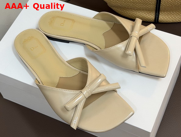 Dior Bow Slide in Beige Lambskin Replica