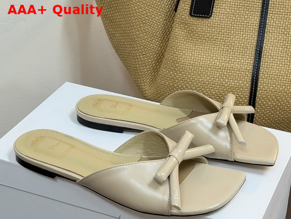 Dior Bow Slide in Beige Lambskin Replica