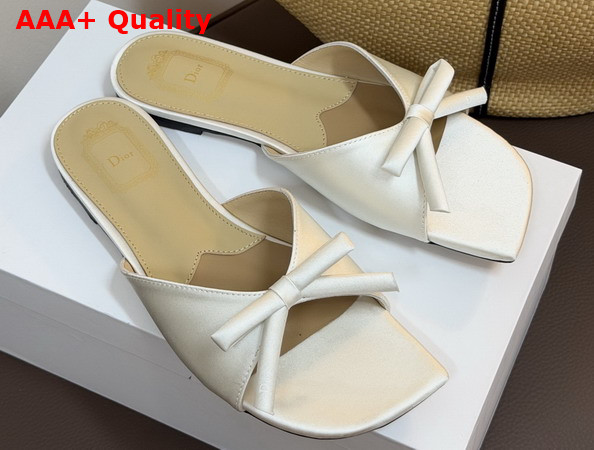 Dior Bow Slide in Beige Satin Replica
