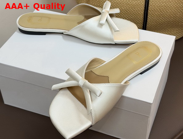 Dior Bow Slide in Beige Satin Replica