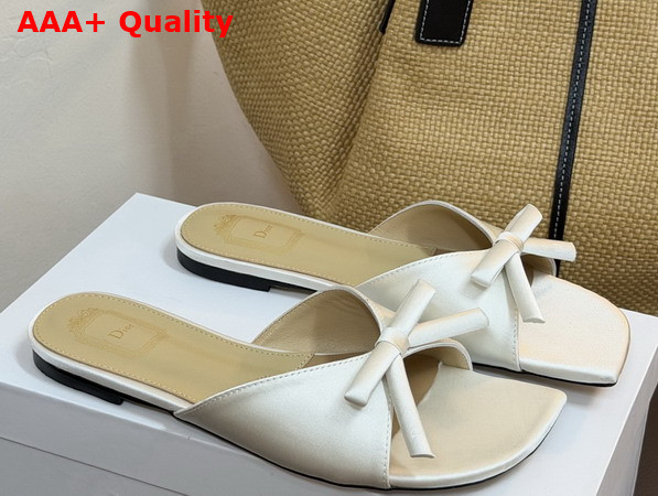 Dior Bow Slide in Beige Satin Replica