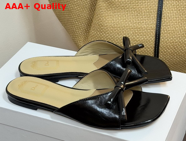 Dior Bow Slide in Black Lambskin Replica