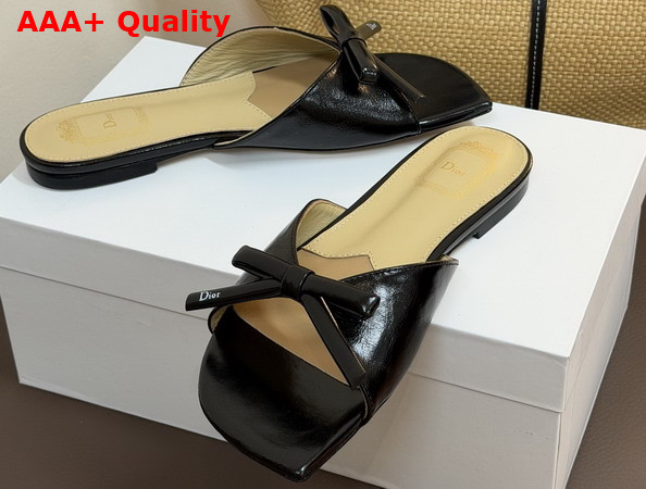 Dior Bow Slide in Black Lambskin Replica