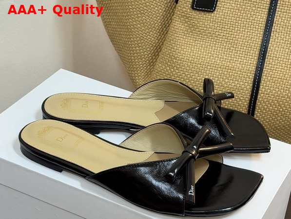 Dior Bow Slide in Black Lambskin Replica
