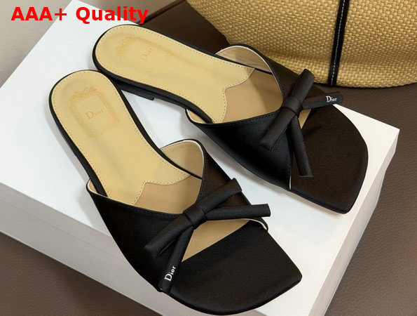 Dior Bow Slide in Black Satin Replica