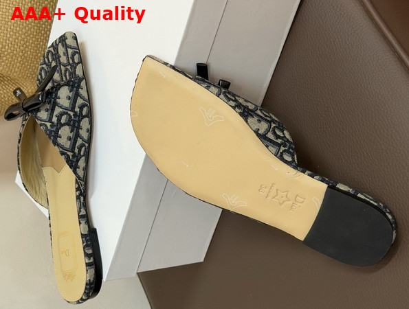 Dior Bow Slide in Deep Blue Oblique Embroidered Cotton Replica