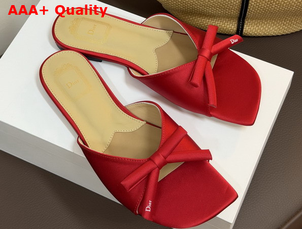 Dior Bow Slide in Red Satin Replica