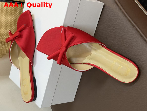 Dior Bow Slide in Red Satin Replica