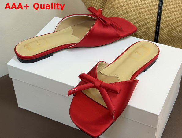 Dior Bow Slide in Red Satin Replica