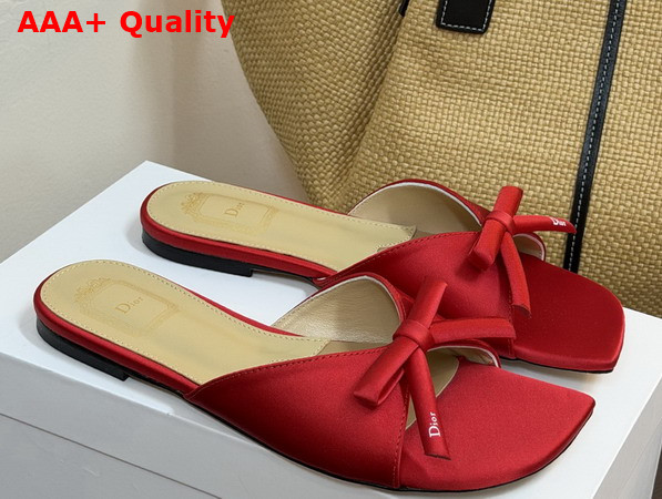 Dior Bow Slide in Red Satin Replica