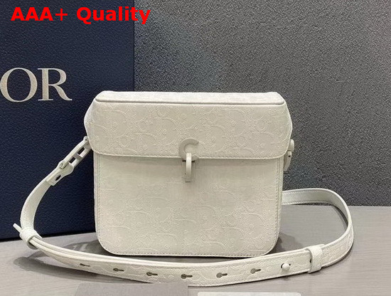 Dior Boxy Messenger Bag White Embossed Calfskin with Dior Oblique Motif Replica