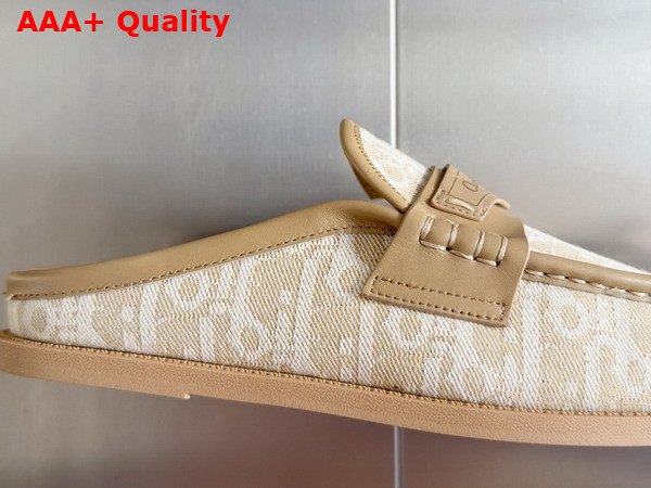 Dior Boy Mule in Beige Cotton Embroidered with Dior Oblique Mitif and Calfskin Panels Replica